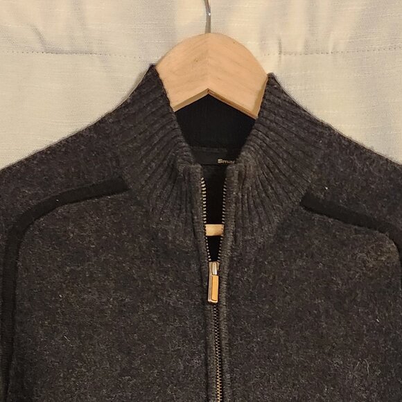 Smartwool 100% Merino Wool Full Zip Jacket Size Medium Charcoal Gray Ski Snow - Picture 2 of 8